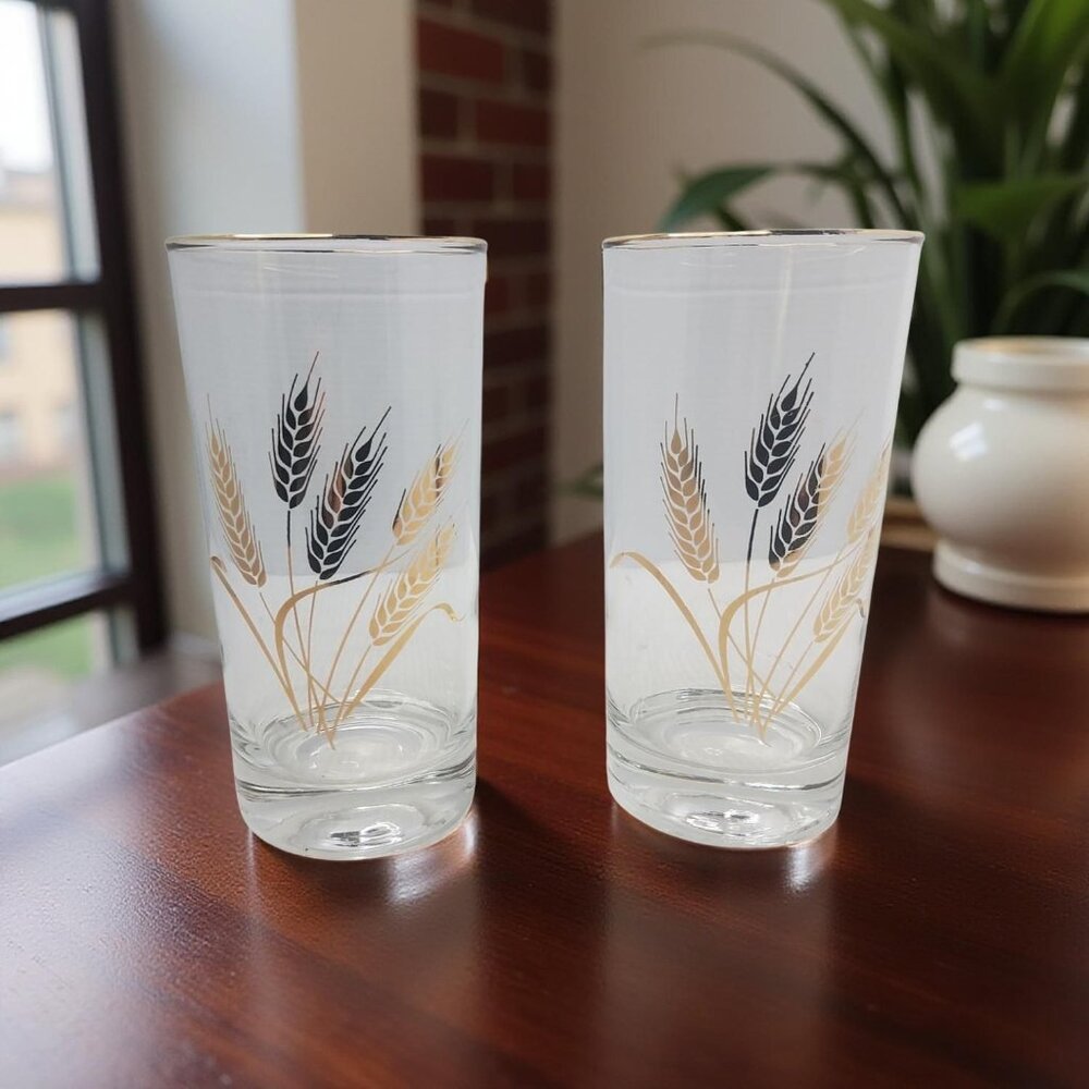 Vintage Homer Laughlin Wheat Pattern Drink Glass Set